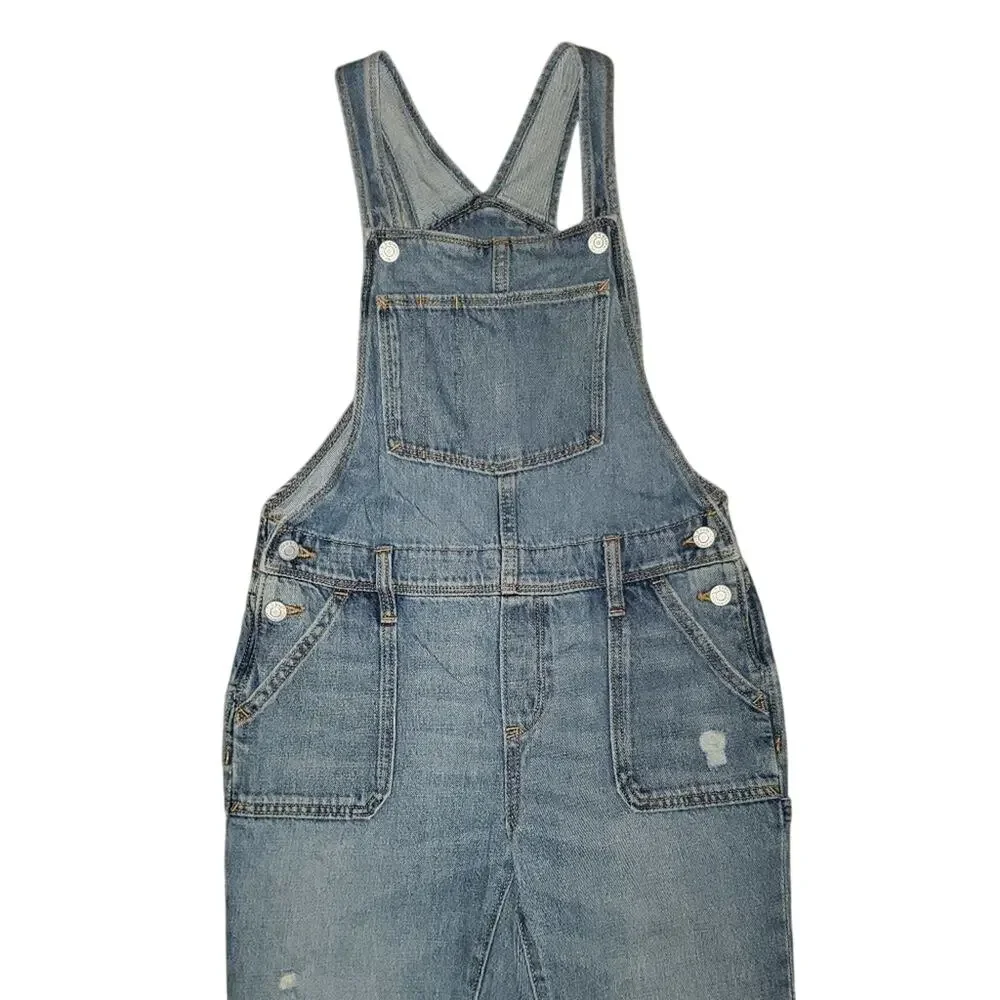 Old Navy Denim Distressed Overalls || girls XL EUC